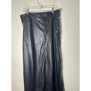 NYDJ Sculpt-Her Black Faux Leather Black Skirt Sz 12